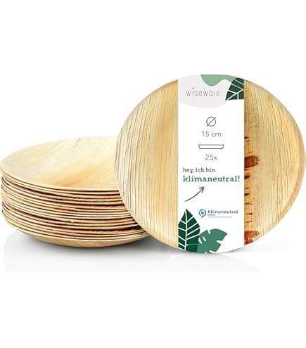 Wiseware Lot De 50 Assiettes Jetables Rondes En Feuille De Palmier