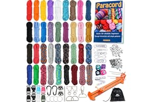 MONOBIN Paracord, 550 Paracord Combo Kit with Instruction Book - 36 Colors Multifunction Paracord Ropes and Complete Accessories for Making Paracord Bracelets, Lanyards, Dog Collars (36 Colors-Jig, L)