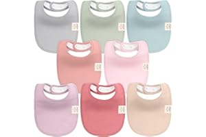 KeaBabies 8-Pack Bavoirs Bio Bébé Fille et Garçon – Bavoirs Bébé en Coton, Bavoirs de Dentition Bébé Anti-bave