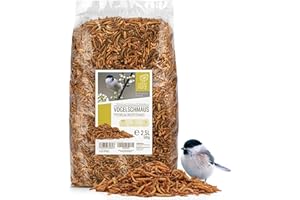 Wildtier Herz | Mangime Uccelli Adulti Selvatici – Mix di Vermi Essiccati: Vermi della Farina, Larve di Insetti Commestibili e Gammarus - Confezione da 2.5 L