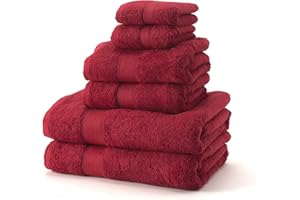 Boncasa - Juego de 6 Toallas - 100% Algodón Peinado (no regenerado) - Calidad Ring Spun - Tacto Suave - 450 gr/m2 (Burdeos, Set 6 Piezas)