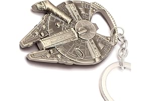 WOO LANDO Han Solo's Millennium Falke – otwieracz do butelek o wyglądzie statku kosmicznego z brelokiem do kluczy, wygląd stali szlachetnej 60 x 45 mm, prezent dla fanów Star Wars