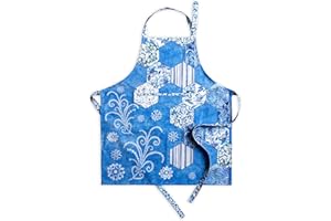 Maison d' Hermine Grembiule da cucina, 100% cotone, 1 pezzo con collo regolabile, tasca centrale per donna/uomo, chef, cucina