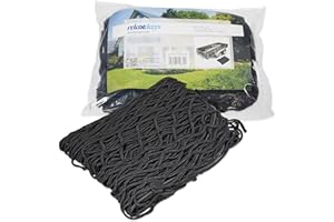 Relaxdays Filet de remorque Protection du chargement haute résistance extensible jusque 3 x 2 m mailles feuillage bois caoutchouc Sécurité filet arrimage, noir