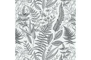 Fiula Papier Autocollant pour Meuble Salon Chambre à Coucher 41 cm x 3 m Gris Papier Peint Fleur Feuillages Papier Adhésif Décoratif Meuble Vintage Papier Peint Adhesif Mural Imperméable Amovible