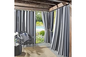 Sun Zero Valencia Lot de 2 Rideaux à œillets à Rayures Cabana pour intérieur/extérieur, Protection UV, efficacité énergétique, 137,2 x 274,3 cm, Indigo