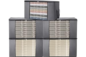 ALPOONS® - Aufbewahrungstasche (90 L 5 er) aus 150 GSM atmungsaktiver Vliesstoff extra dick für die Aufbewahrung Kleidung. Aufbewahrungstasche für Bettdecken, die für Ordnung sorgt im Kleiderchaos.