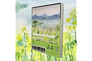 ESENG® Premium Aquarellpapier DIN A4, 100% Baumwolle - 30x Blätte - 300GSM - Weiß, Aquarellblock, Malblock Papier für Aquarell, Zeichnen, Malen