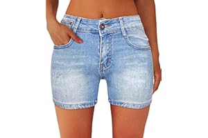 PHOENISING Womens Flap Pockets Design Sexy Stretchy Skinny Jean Shorts Size