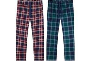 Get Trend Pantalon Pyjama Homme et Ado, Lot de 2 Bas de Pyjama Homme à Carreaux, Loungewear Vêtement de Nuit, Idée Cadeau