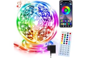 EUROPALAMP Ruban LED RGB 24V – Bande Lumineuse Télécommande et APP, 3600 Lm, Multicolore, Réglable, Facile à Installer – Synchronisation de la Musique, Éclairage, Salon, Gaming, Fêtes (30 mètres)