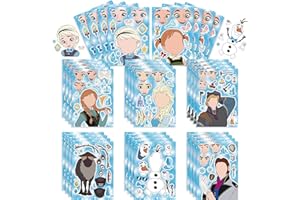 Frozen DIY Make a Face Stickers 24PCS TENVAVA Art Craft Make Your Own Frozen Stickers for Birthday Party Supplies Party Favors Goodie Bag Fillers Frozen Stickers Gift Set for Kids