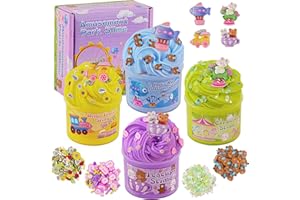 OKAYBEE 4 Pack Butter Slime, Super Soft & Non-Sticky Amusement Park Slime Kit for Girls & Boys, Slime Party Favors for Kids, Textures Sensory Toys Birthday Easter Hallowmas Christmas Girls Gifts & Boys Gifts