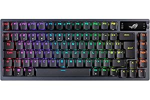 ASUS ROG Azoth 75% Wireless DIY Custom Gaming Keyboard, OLED display, Gasket-Mount, Three-Layer Dampening, Hot-Swappable ROG NX Red Switches & Keyboard Stabilizers, PBT Keycaps, RGB, UK Layout, Black