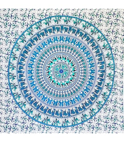 Arazzo Mandala Grande 220x200 Cm - Telo Da Spiaggia, Coperta Picnic, Decorazione Parete, Blu - Foto 12