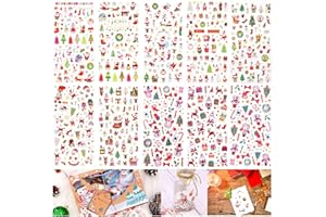 HOWAF 10 Hojas 3D Pegatinas Navidad para Niños Manualidades, 670+pcs Brillantina Navidad Bricolaje Scrapbooking Stickers para Niños Artesanía Álbumes de Recortes de Navidad Regalos Decoración