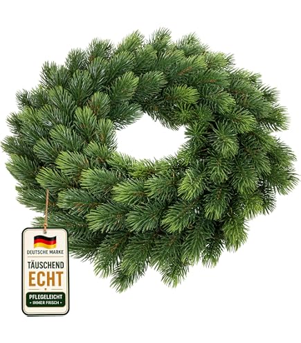 Adventskranz echt - Tannenkranz - Mixtellerkranz Nobilis - Konifere - 100% natürlicher echter Adventskranz - einseitig gebunden - Türkranz - Tischkranz