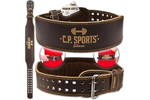 C.P. SPORTS C.P.Sports Gewichthebergürtel XXS - 6XL | Trainingsgürtel aus Leder - gepolstert | Gürtel für Gewichtheben, Powerlifting, Bodybuilding, Krafttraining, Fitness | weight lifting belt für Damen & Herren