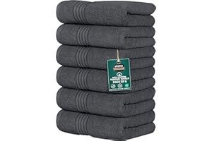 Utopia Towels - Toallas de Mano Grandes de algodón multipropósito para baño, Manos, Cara, Gimnasio y SPA - Dimensiones 41 cm x 71 cm - Paquete de 6 (Gris)