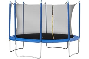HOMCOM Tappeto Elastico per Bambini e Adulti con Rete e Bordo Imbottito, Trampolino da Giardino, Φ366x275cm, Blu e Nero