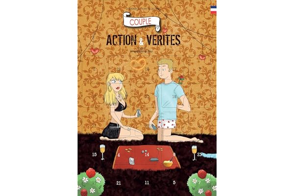 Calendrier Coquin Couple | 25 Actions & Vérités Sexy Illustrées | Carte A3 Sans Chocolat | Cadeau Amoureux à Offrir Toute l’Année | Dîner Romantique, Noël ou Saint-Valentin | Avec Chevalet Adhésif