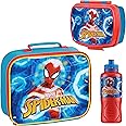 Marvel Kids Lunch Box 3 Piece Set Avengers Insulated Lunch Bag Snack Box 430ml Spiderman Water Bottle BPA Free School Travel Captain America Iron Man Thor (Multicolor Spiderman)