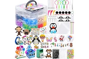 TEBOKHAD Perline Da Stirare Set,11000 PCS 5mm 24 Colori Perline a Fusione Con Custodia, Perline Da Stirare Fai Da Te DIY Con Piastre, Modelli E Accessori, Per 6 anni Bambini Giochi Creativi