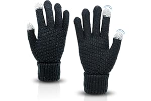 Drokenle Women Winter Gloves, Warm Soft Touchscreen Gloves Thermal Knit Fleece Lined Glove Elastic Cuff Womens Gloves for Cold Weather