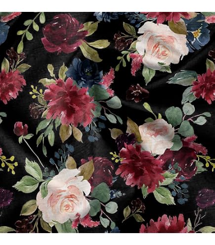 Soimoi Georgette Viscose Pink Fabric - By The Yard - 42 Inch Wide - Leaves, Pink & Blue Flowers Floral Fabric - Graceful And Wholesome Patterns For Various Uses Printed Fabric