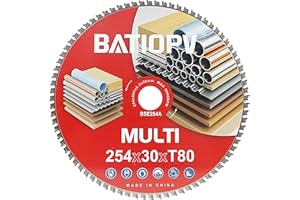 BATIOPV Lama per Sega Circolare 254x30 mm - 80 Denti TCT per Taglio Preciso di Acciaio, ferro, Alluminio, Tubi Metallici - Compatibile con Dewalt Makita