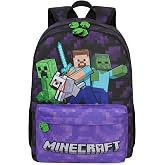 Get Trend Minecraft Large Children's Backpack, 18" Adjustable School and Travel Backpack, Padded for Sports and School, Gamer