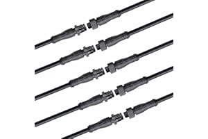 WOODGUILIN 3 polig Wasserdicht Anschlüsse Stecker,LED Steckverbinder Male Female Plug mit Mutter,18AWG 20CM IP68 Verlängerungskabel für Auto,LKW,Boot,Outdoor LED Lichtleisten.(5Pairs,3Pin 18AWG)