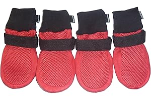 Vibrant Fellow Paw Protector Dog Boots Breathable Protective and Skid-proof Colour Red Set of 4 Size L
