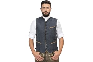 Schöneberger Traditionell herrväst Hubertus – lodenväst vintage blå – väst läderbyxor