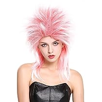 Parrucca Anni 80 Punk - Rosso E Bianco, Cotonata, Per Carnevale E Feste