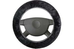 WALSER Pokrowiec na kierownicę samochodową, 100% skóra jagnięca, pokrowiec na kierownicę samochodową, kolor czarny