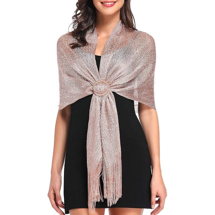 Ladiery Pailletten Bloemen Sjaals en Wraps voor Avondjurken, Vrouwen sprankelende Sheer Mesh Bruiloft Sjaals voor Avondfeest, Zwart Goud, 190*60 CM/75*24 INCH