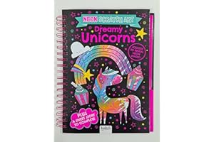 Bookoli - Dreamy Unicorns Neon Scratch Art Book - Scratch Art Colouring Book - Unicorn Activity Book for 4 to 9 Year Olds - Perfect Gift for Kids - Unicorn Etch Art Book - Kids Arts and Crafts