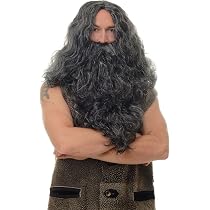 Perruque Avec Barbe Brun EUPSIIU - Déguisement Prophète, Viking Ou Sorcier Pour Cosplay