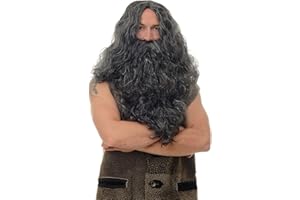 ‎WIG ME UP WIG ME UP - WIG011-P103PC309 Perücke Bart Vollbart Fasching Karneval Prophet Sadhu Guru Jesus Hipster Wikinger Barbar schwarz