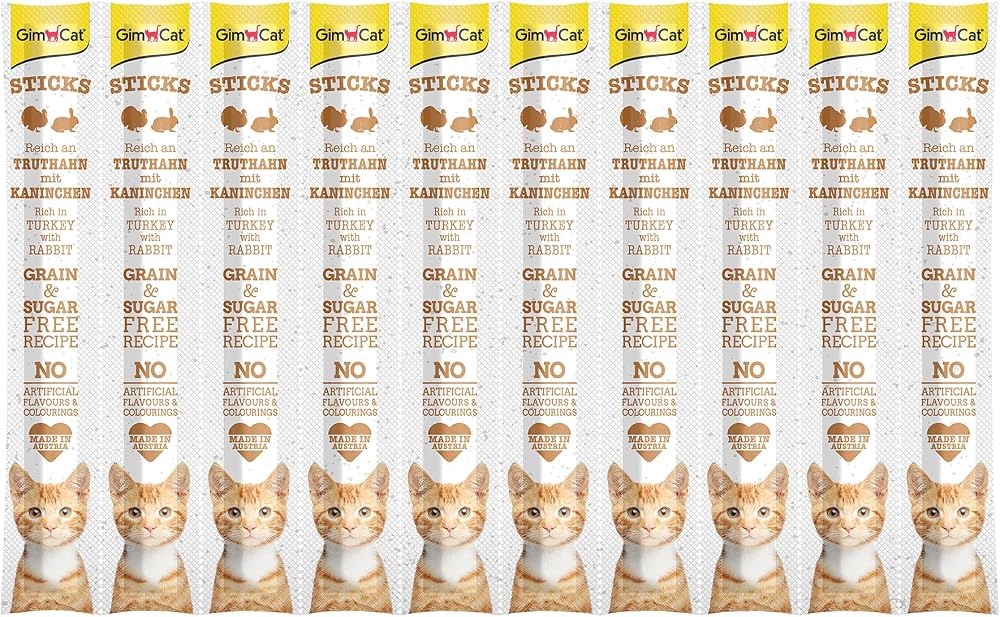 GimCat Sticks Hindi Tavşan Etli Kedi Ödül Çubukları 50gr 10'lu