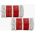 LAVAZZA Designer Pearls & AD Diamond Chuda Set For Bridal Women and Girls | Chuda Set Red For Wedding| Plastic Chura | Punjabi Dulhan Chooda | Women's Bangles| Red Chooda Set