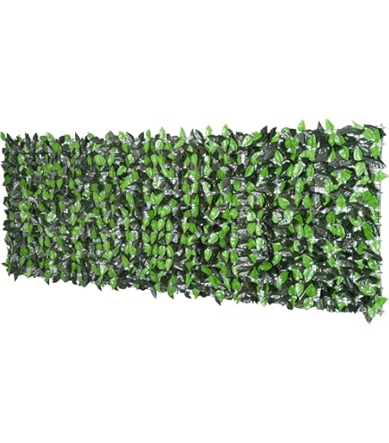 Siepe Artificiale Edera Con Supporto A Rete - Altezza 1 Metro, Vendita Al Metro Lineare, Resistente UV, 800 Foglie/mq, Colore Verde - 2