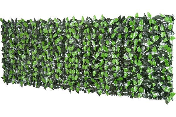 Outsunny Haie Artificielle Feuilles de Laurier - Brise-Vue Feuillage réaliste dim. 3L x 1H m PE Anti-UV Vert