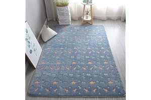 XMwike - Tappeto luminoso fosforescente, per bambini, antiscivolo, per camera da letto e salotto, motivo dinosauri su sfondo scuro, 160 x 100 cm