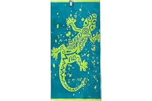 ‎JILDA-TEX jilda-tex Beach Towel Bath Towel - 90 x 180 cm - 100% Cotton Velour Terry Cloth Easy Care, Gecko, 90 x 180 cm