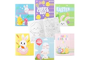 WATINC 24pcs Easter Colouring Books for Kids, DIY Art Book with Bunny Easter Egg Chick Pattern, Colour Your Own Easter Story Booklet for Birthday Gift Easter Party Favor Bag Filler