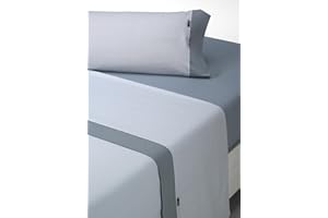 SABANALIA - Juego de sábanas Estampadas Mota | 3 Piezas | Funda de Almohada, Bajera Ajustable y sábana encimera | Cama 135 | Color Gris | (Disponible en Varios tamaños y Colores)