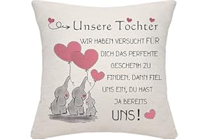 Bommex Geschenk für unsere Tochter Kissenbezug für unsere Tochter Geschenk für Tochter von Mama Papa Tochter Kissenbezug von Papa Mama,Tochter Geburtstagsgeschenk (unsere Tochter)