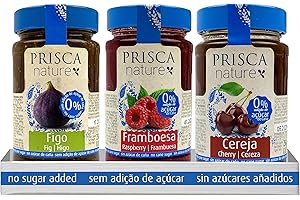 PRISCA Mermelada de Cereza - Frambuesa - Higos - Sin Azúcar Añadido - Paquete con 3 Unidades